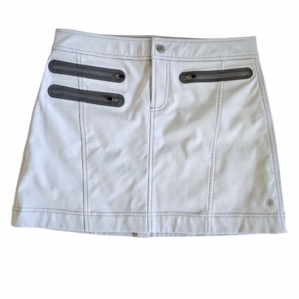 Athleta Light Grey Fleece Lined Skirt Zippers 6